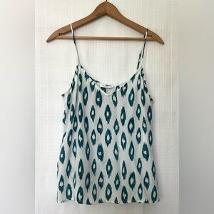 Equipment Teal and White Printed 100% Silk Camisole